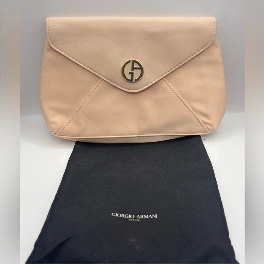 Giorgio Armani Cream Beaity Clutch with Geometric Logo